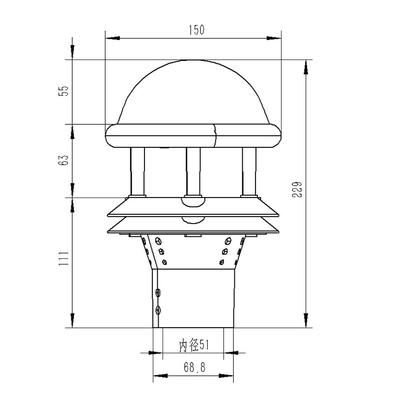 免維護(hù)雨量計(jì)產(chǎn)品尺寸圖