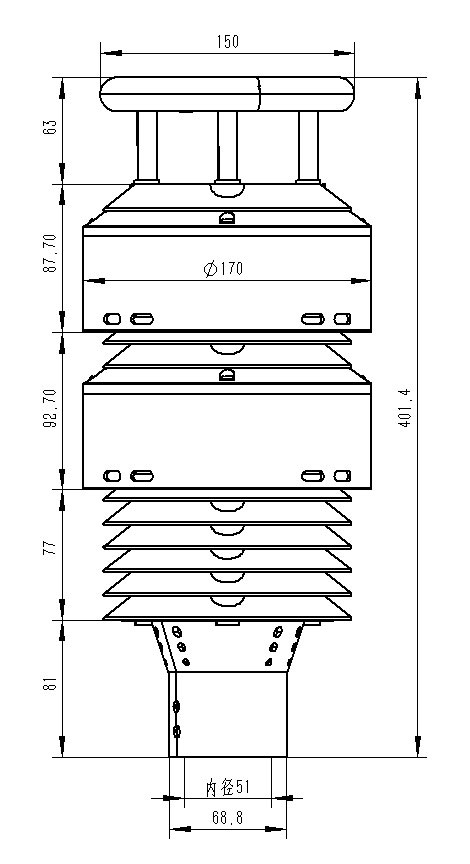 微型大氣環(huán)境污染物監(jiān)測儀產品尺寸圖