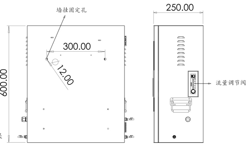 濁度水質(zhì)在線分析儀側(cè)視圖